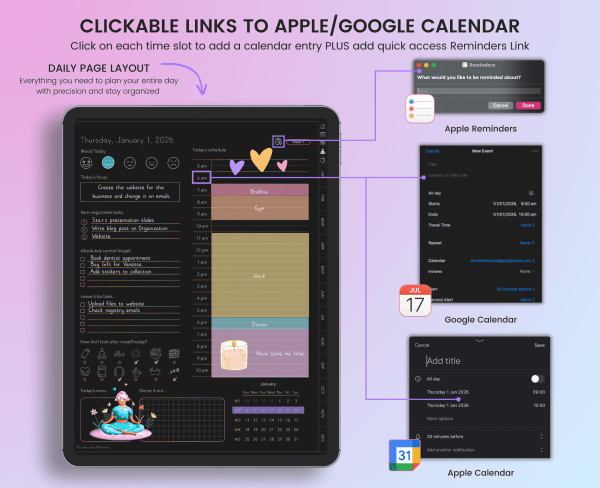 2025 and 2026 Dark Mode ADHD Digital Planner - Image 2