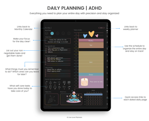 ADHD Dark Mode Planner Undated - Image 3