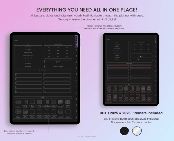 2025 and 2026 Dark Mode ADHD Digital Planner - Image 3