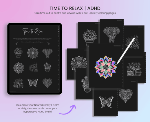 2025 and 2026 Dark Mode ADHD Digital Planner - Image 4