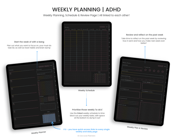 ADHD Dark Mode Planner Undated - Image 4
