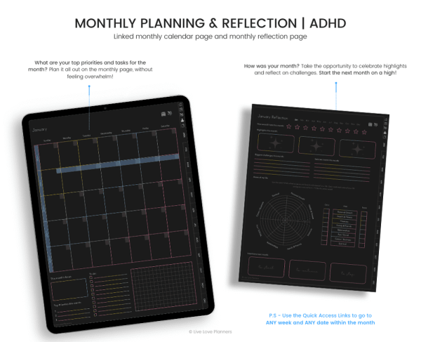 ADHD Dark Mode Planner Undated - Image 5