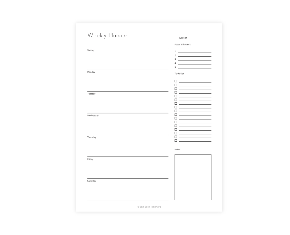 free weekly planner, digital planner, productivity tool, organization aid, life planner, schedule organizer, downloadable planner