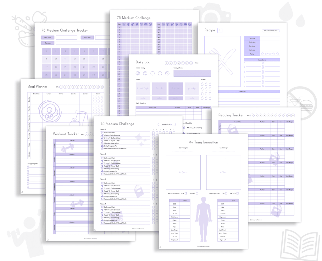 75 Medium Challenge, fitness journey, wellness tracker, healthy habits, daily exercise, nutrition planning, mindfulness practice, goal setting, personal growth, transformation journey, motivation, self-improvement, progress tracker