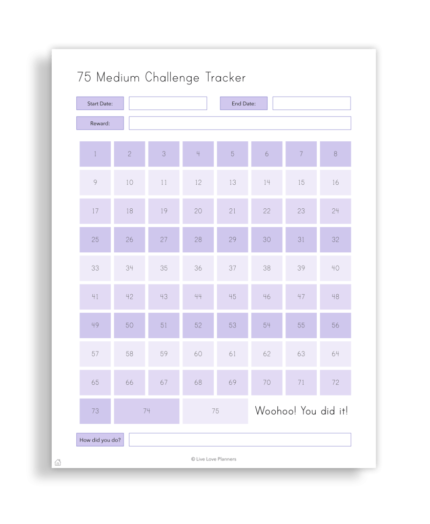 75 Medium Challenge, fitness journey, wellness tracker, healthy habits, daily exercise, nutrition planning, mindfulness practice, goal setting, personal growth, transformation journey, motivation, self-improvement, progress tracker