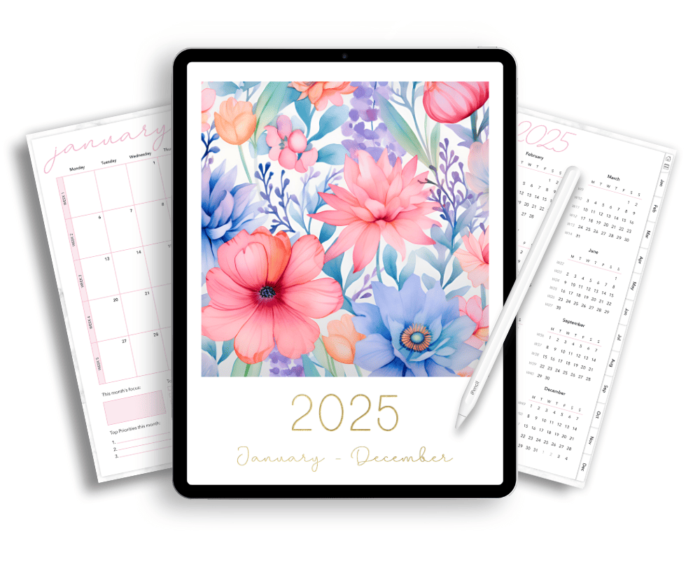 Beautiful free 2025 calendars with floral designs, available in digital and printable formats, perfect for staying organized and planning your year.