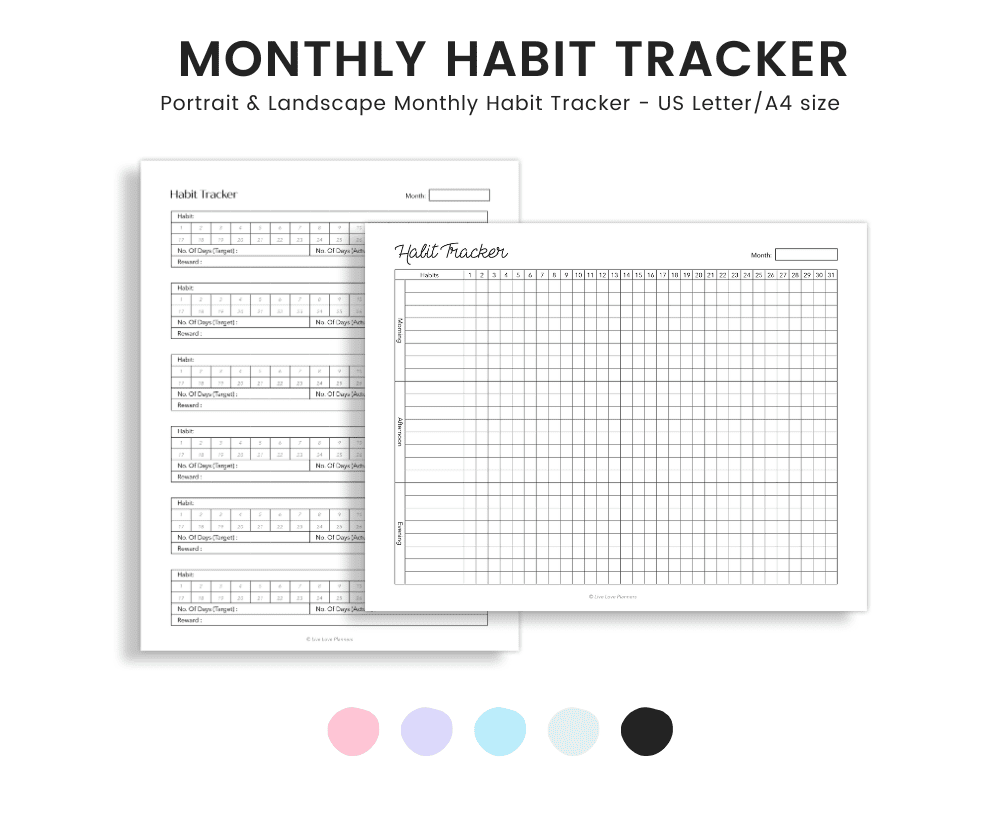 Monthly habit tracker, free habit tracker, printable habit tracker (1)